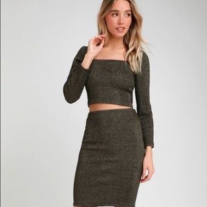 Dance Floor Black and Gold Two Piece Set